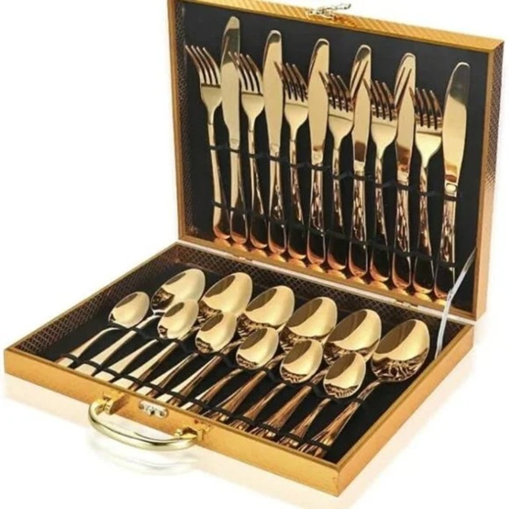 Gold Flatware Set - 24 Piece NEW